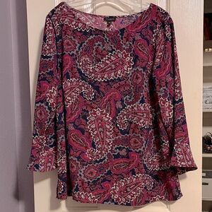 Talbots Paisley Blouse - Magenta and Navy